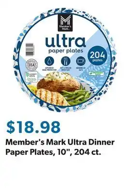 Sam's Club Member's Mark Ultra Dinner Paper Plates, 10, 204 ct offer