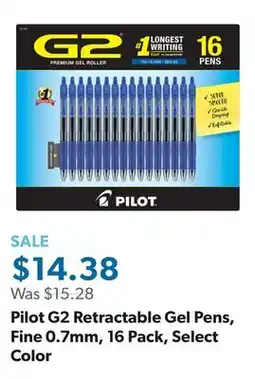Sam's Club Pilot G2 Retractable Gel Pens, Fine 0.7mm, 16 Pack, Select Color offer