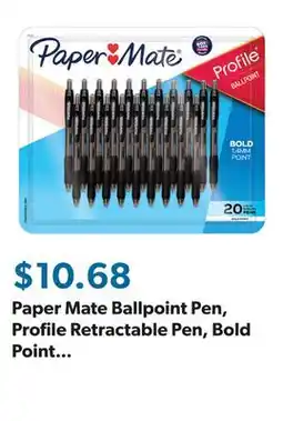Sam's Club Paper Mate Ballpoint Pen, Profile Retractable Pen, Bold Point 1.4mm, Black, 20 Count offer