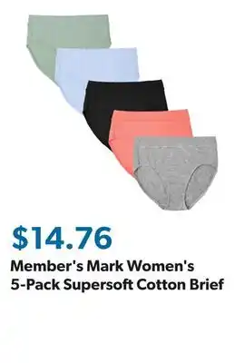 Sam's Club Member's Mark Women's 5-Pack Supersoft Cotton Brief offer