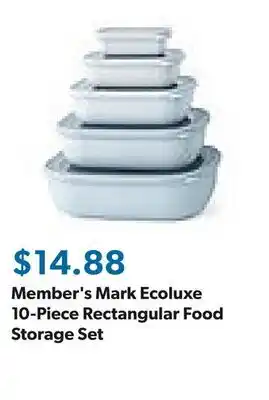Sam's Club Member's Mark Ecoluxe 10-Piece Rectangular Food Storage Set offer