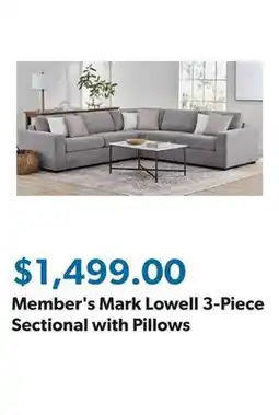 Sam's Club Member's Mark Lowell 3-Piece Sectional with Pillows offer