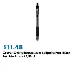 Sam's Club Zebra - Z-Grip Retractable Ballpoint Pen, Black Ink, Medium - 24/Pack offer