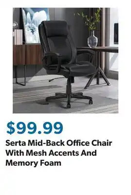 Sam's Club Serta Mid-Back Office Chair With Mesh Accents And Memory Foam offer