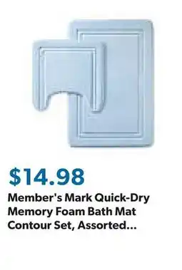 Sam's Club Member's Mark Quick-Dry Memory Foam Bath Mat Contour Set, Assorted Colors offer