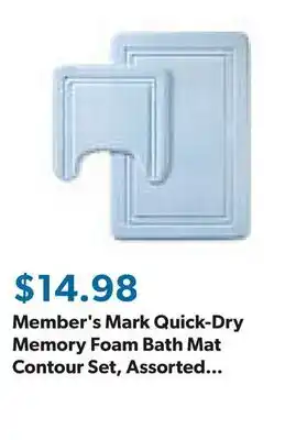Sam's Club Member's Mark Quick-Dry Memory Foam Bath Mat Contour Set, Assorted Colors offer