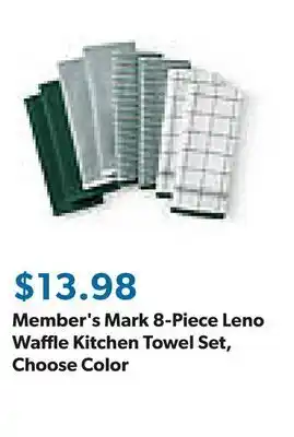 Sam's Club Member's Mark 8-Piece Leno Waffle Kitchen Towel Set, Choose Color offer