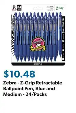 Sam's Club Zebra - Z-Grip Retractable Ballpoint Pen, Blue and Medium - 24/Packs offer