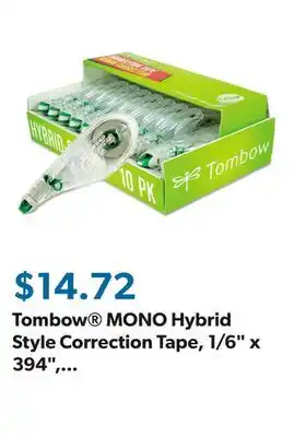 Sam's Club Tombow MONO Hybrid Style Correction Tape, 1/6 x 394, Non-Refillable, 10pk offer