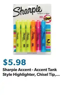 Sam's Club Sharpie Accent - Accent Tank Style Highlighter, Chisel Tip, Assorted Colors - 6 ct offer