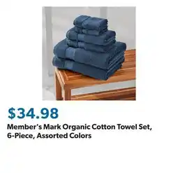 Sam's Club Member's Mark Organic Cotton Towel Set, 6-Piece, Assorted Colors offer