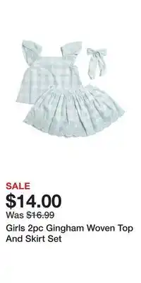 TJ Maxx Girls 2pc Gingham Woven Top And Skirt Set offer