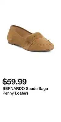TJ Maxx BERNARDO Suede Sage Penny Loafers offer
