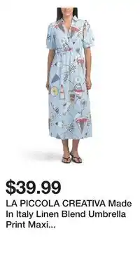 TJ Maxx LA PICCOLA CREATIVA Made In Italy Linen Blend Umbrella Print Maxi Dress offer