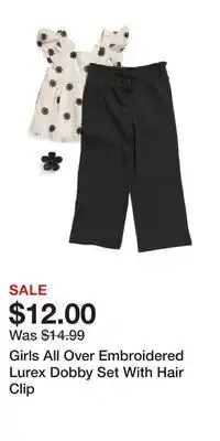 TJ Maxx Girls All Over Embroidered Lurex Dobby Set With Hair Clip offer