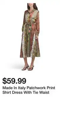 TJ Maxx Made In Italy Patchwork Print Shirt Dress With Tie Waist offer