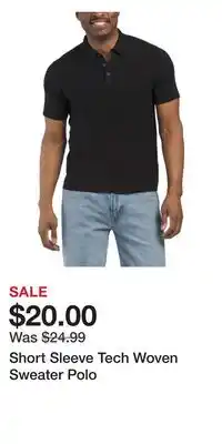TJ Maxx Short Sleeve Tech Woven Sweater Polo offer
