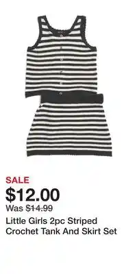 TJ Maxx Little Girls 2pc Striped Crochet Tank And Skirt Set offer