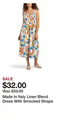 TJ Maxx Made In Italy Linen Blend Dress With Smocked Straps offer