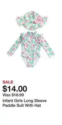 TJ Maxx Infant Girls Long Sleeve Paddle Suit With Hat offer