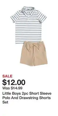 TJ Maxx Little Boys 2pc Short Sleeve Polo And Drawstring Shorts Set offer