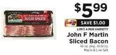 ShopRite John F Martin Sliced Bacon offer