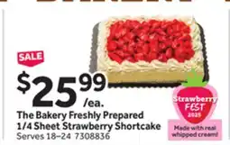 Stop&Shop The Bakery Freshly Prepared 1/4 Sheet Strawberry Shortcake offer