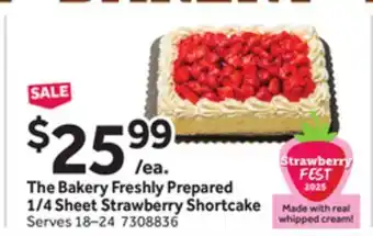 Stop&Shop The Bakery Freshly Prepared 1/4 Sheet Strawberry Shortcake offer