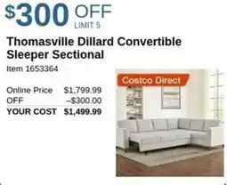 Costco Thomasville dillard convertible sleeper sectional offer