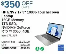 Costco HP envy 1080p touchscreen laptop offer