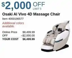 Costco Osaki Al Vivo 4D Massage Chair offer