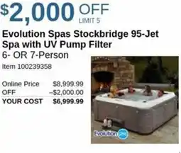 Costco Evolution Spas Stockbridge 95 Jet Spa with UV Pump Filter offer