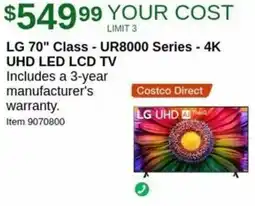 Costco LG 70" Class UR8000 Series 4K UHD LED LCD TV offer