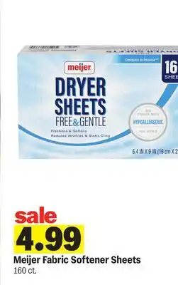 Meijer Meijer Fabric Softener Sheets offer