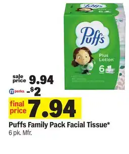 Meijer Puffs Family Pack Facial Tissue offer