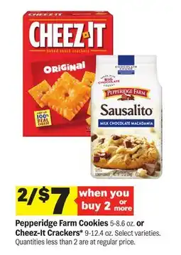 Meijer Pepperidge Farm Cookies 5-8.6 oz. or Cheez-It Crackers* 9-12.4 oz offer