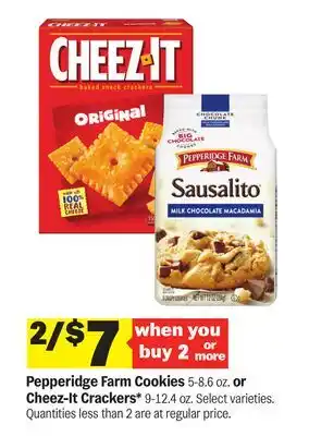 Meijer Pepperidge Farm Cookies 5-8.6 oz. or Cheez-It Crackers* 9-12.4 oz offer