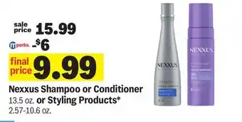 Meijer Nexxus Shampoo or Conditioner 13.5 oz. or Styling Products* 2.57-10.6 oz offer