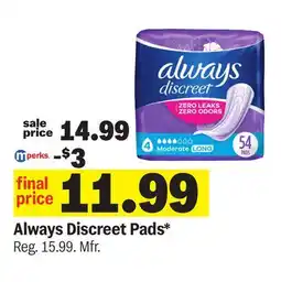 Meijer Always Discreet Pads offer