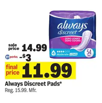Meijer Always Discreet Pads offer