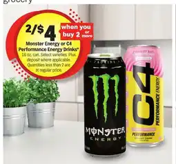 Meijer Monster Energy or C4 Performance Energy Drinks offer