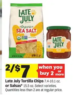 Meijer Late July Tortilla Chips 7.4-10.1 oz. or Salsas* 15.5 oz offer