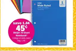 Meijer Meijer 70 Sheet Notebook offer