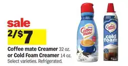 Meijer Coffee mate Creamer 32 oz. or Cold Foam Creamer 14 oz offer
