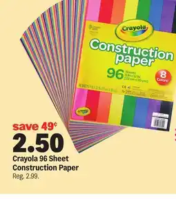 Meijer Crayola 96 Sheet Construction Paper offer
