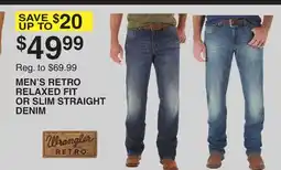 Dunham's Sports WRANGLER MEN'S RETRO RELAXED FIT OR SLIM STRAIGHT DENIM offer