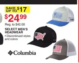 Dunham's Sports COLUMBIA SELECT MEN'S HEADWEAR offer