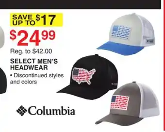 Dunham's Sports COLUMBIA SELECT MEN'S HEADWEAR offer