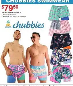 Dunham's Sports MEN'S SWIM TRUNKS CHUBBIES SWIMWEAR offer