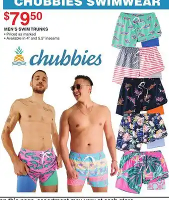 Dunham's Sports MEN'S SWIM TRUNKS CHUBBIES SWIMWEAR offer